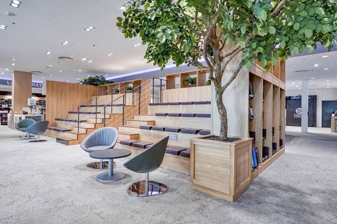 Espace de travail, gradins et rangements